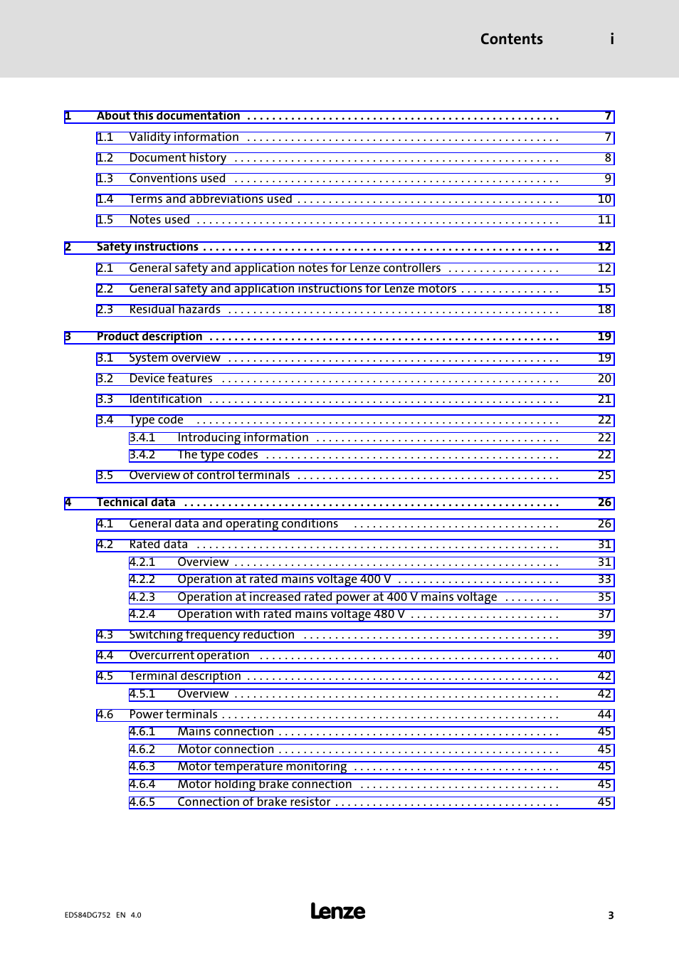 Lenze 8400 motec Manual User Manual | Page 3 / 121