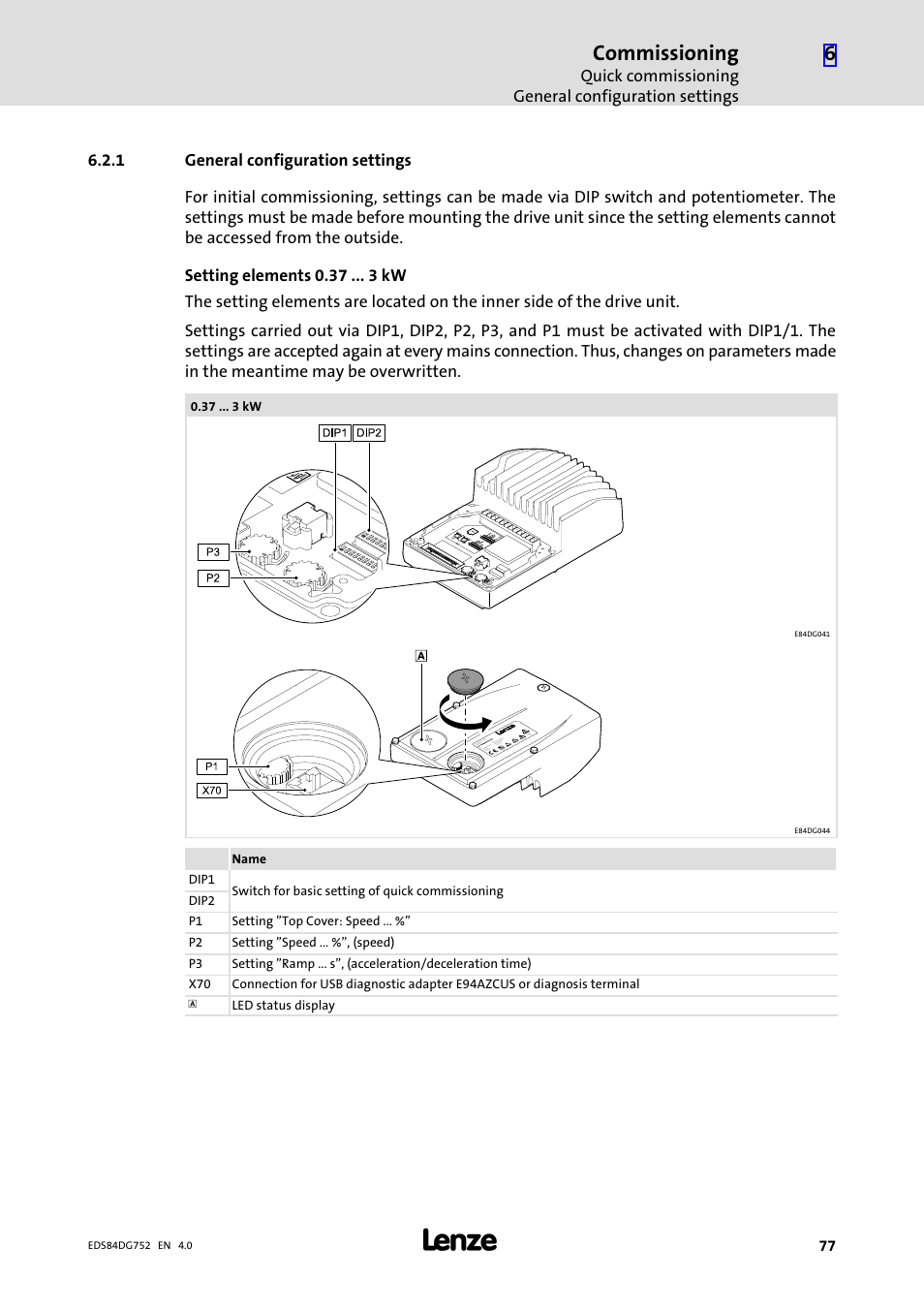 1 general configuration settings, General configuration settings, Commissioning | Lenze 8400 motec Manual User Manual | Page 77 / 121