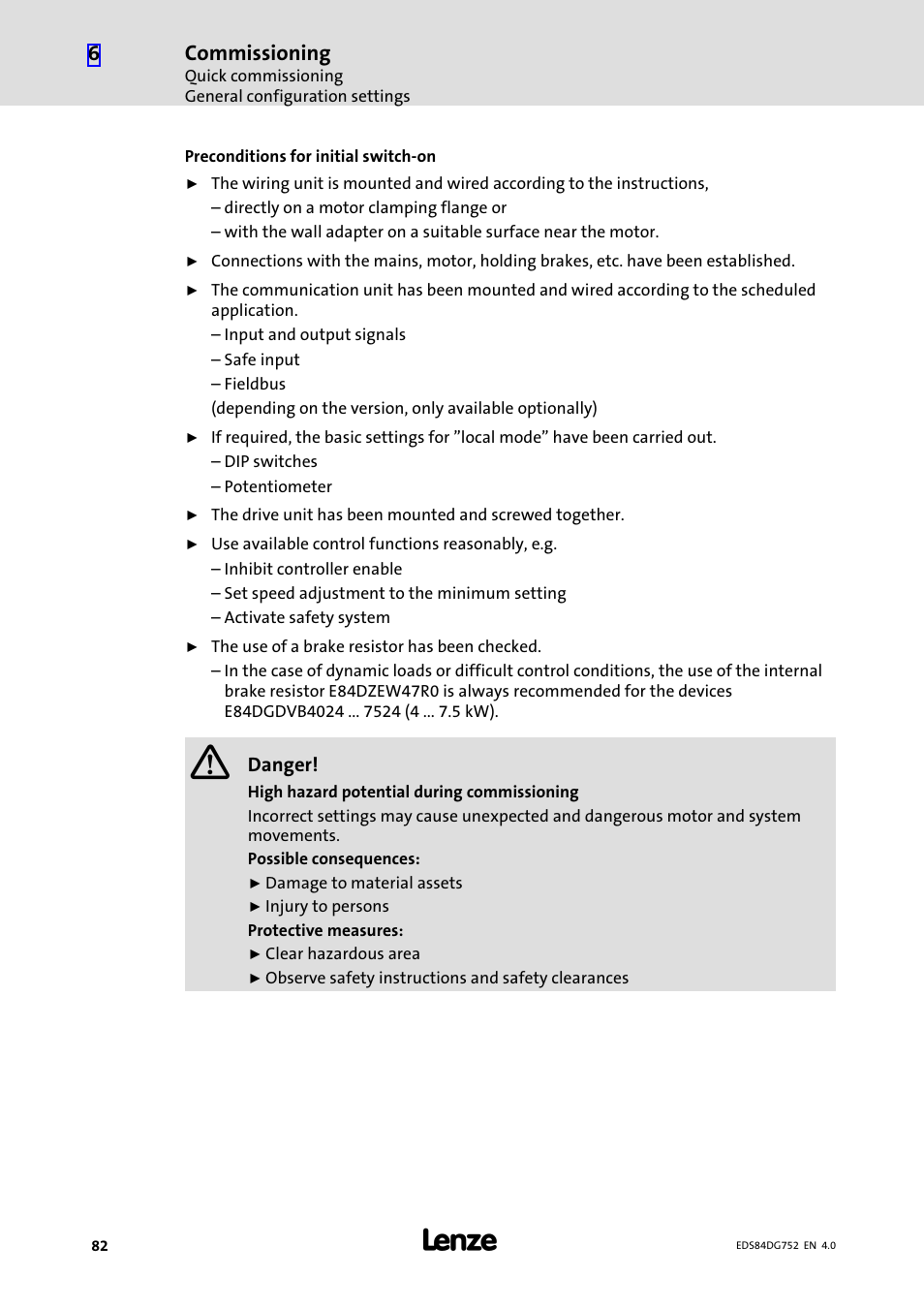 Commissioning | Lenze 8400 motec Manual User Manual | Page 82 / 121