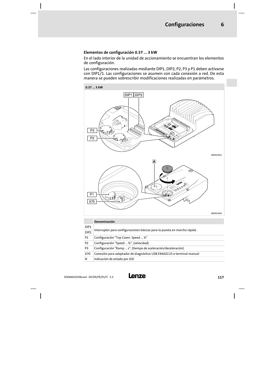 Configuraciones 6 | Lenze 8400 motec Mounting Instructions User Manual | Page 117 / 164