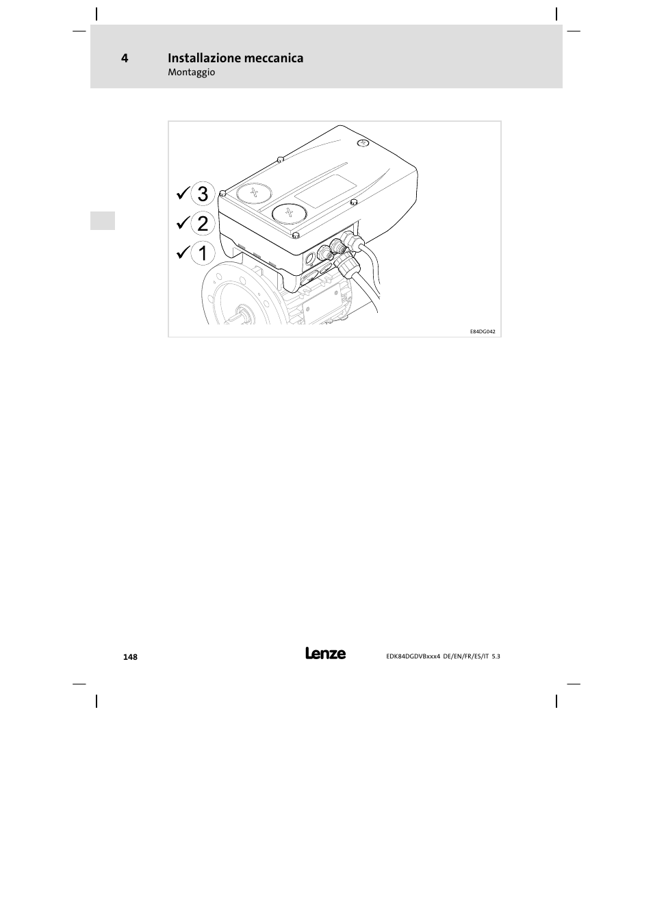 Installazione meccanica | Lenze 8400 motec Mounting Instructions User Manual | Page 148 / 164