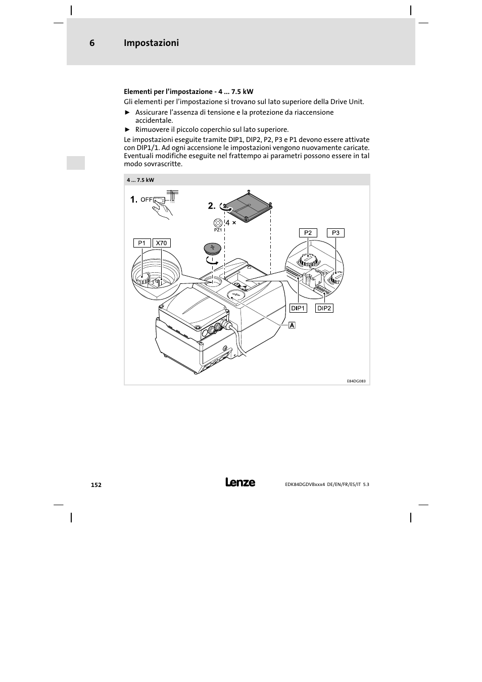 Impostazioni 6 | Lenze 8400 motec Mounting Instructions User Manual | Page 152 / 164