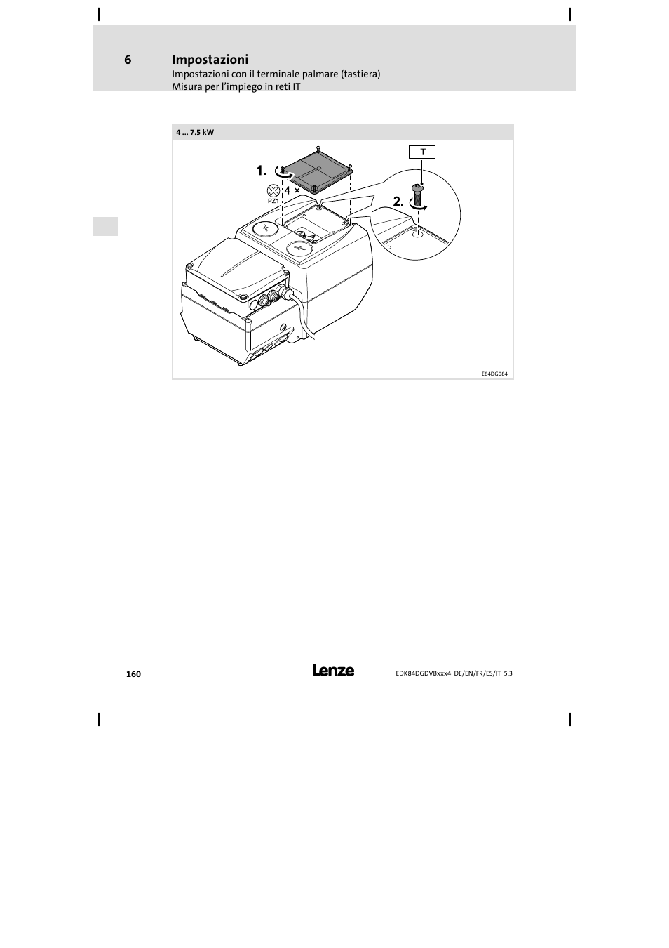 Impostazioni | Lenze 8400 motec Mounting Instructions User Manual | Page 160 / 164
