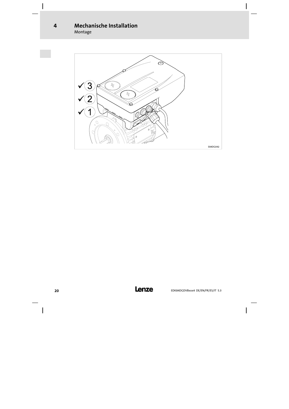 Mechanische installation | Lenze 8400 motec Mounting Instructions User Manual | Page 20 / 164