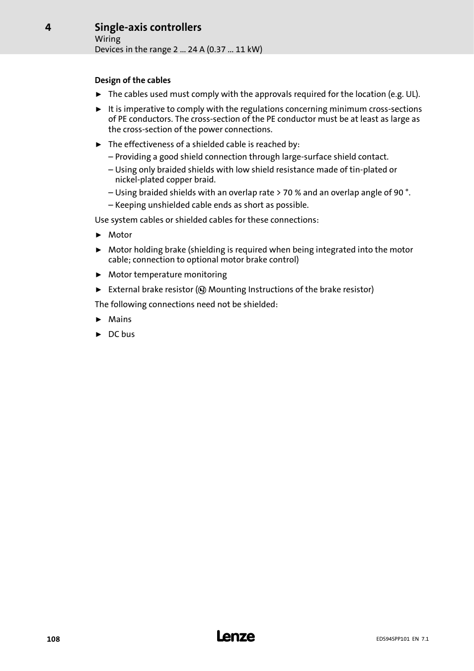 Single-axis controllers | Lenze 9400 Manual User Manual | Page 108 / 584