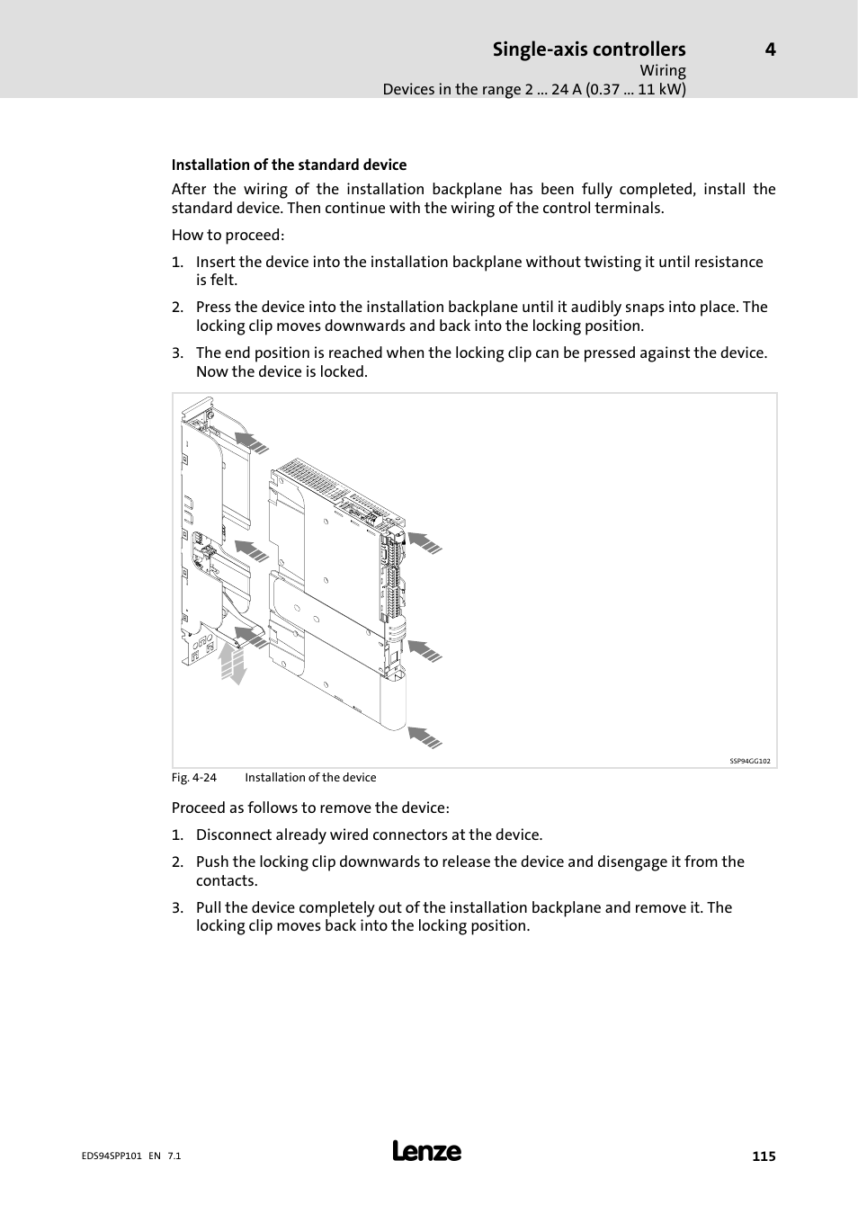 Single-axis controllers | Lenze 9400 Manual User Manual | Page 115 / 584