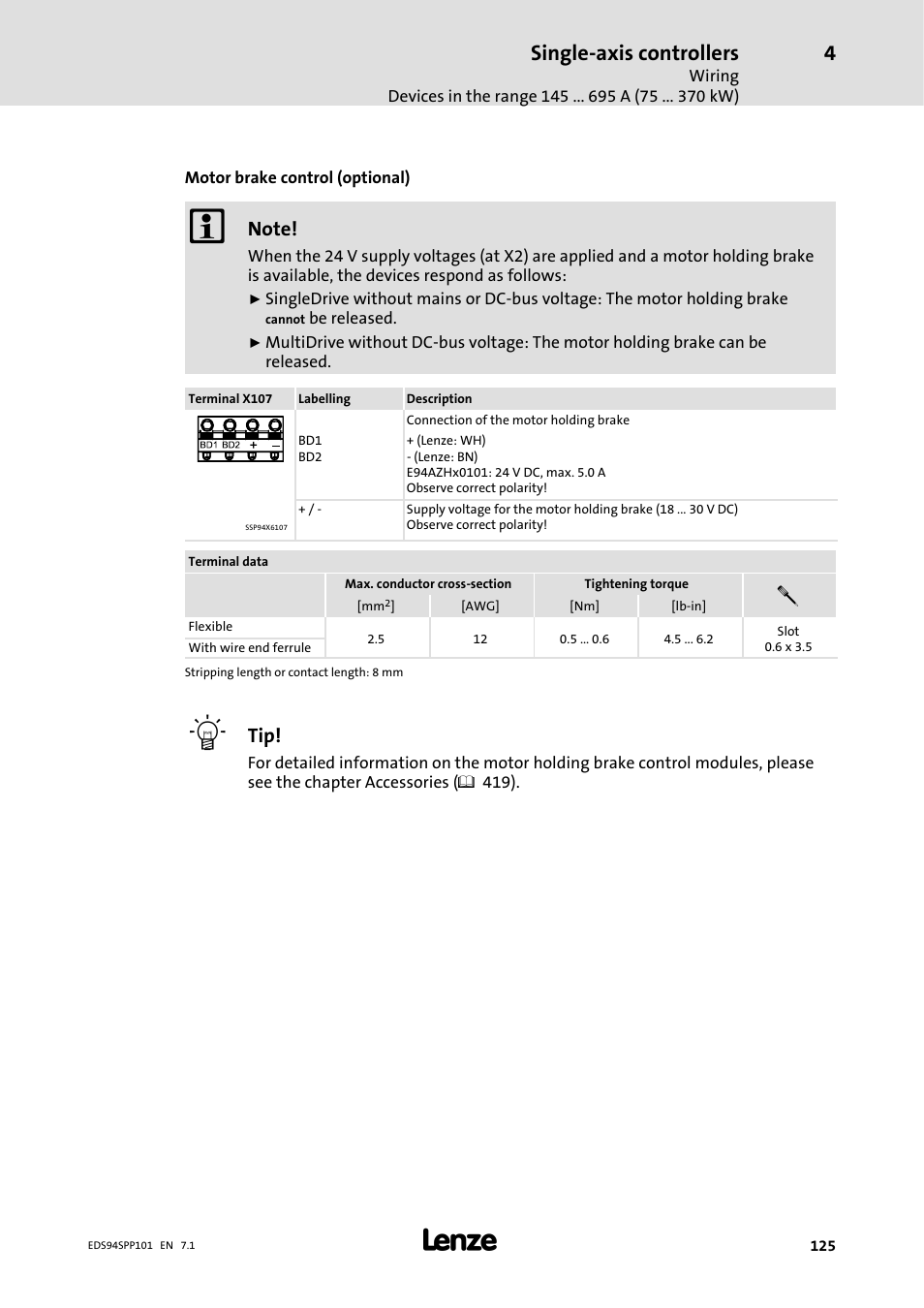 Single-axis controllers | Lenze 9400 Manual User Manual | Page 125 / 584