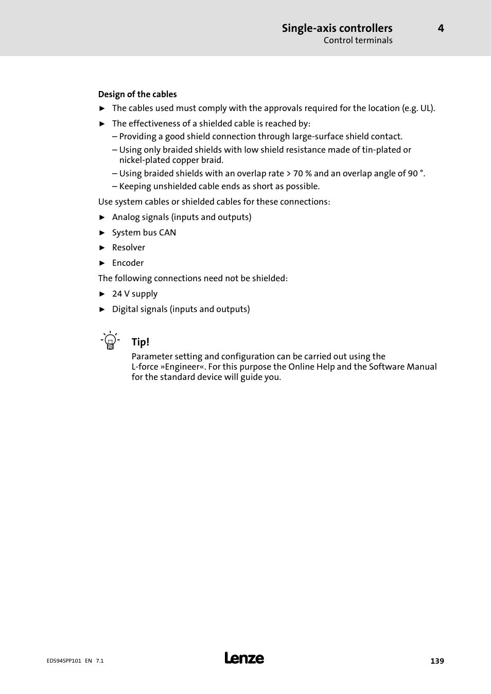 Single-axis controllers | Lenze 9400 Manual User Manual | Page 139 / 584