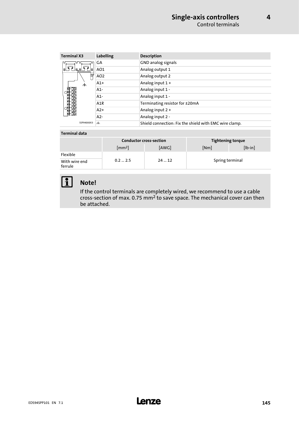 Single-axis controllers | Lenze 9400 Manual User Manual | Page 145 / 584