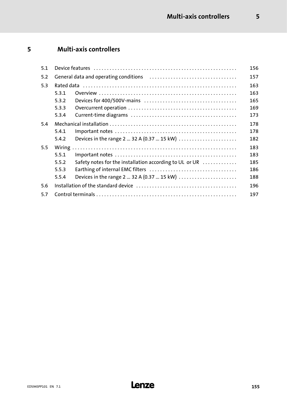 5 multi-axis controllers, Multi-axis controllers, Multi-axis controllers 5 | 5multi-axis controllers | Lenze 9400 Manual User Manual | Page 155 / 584