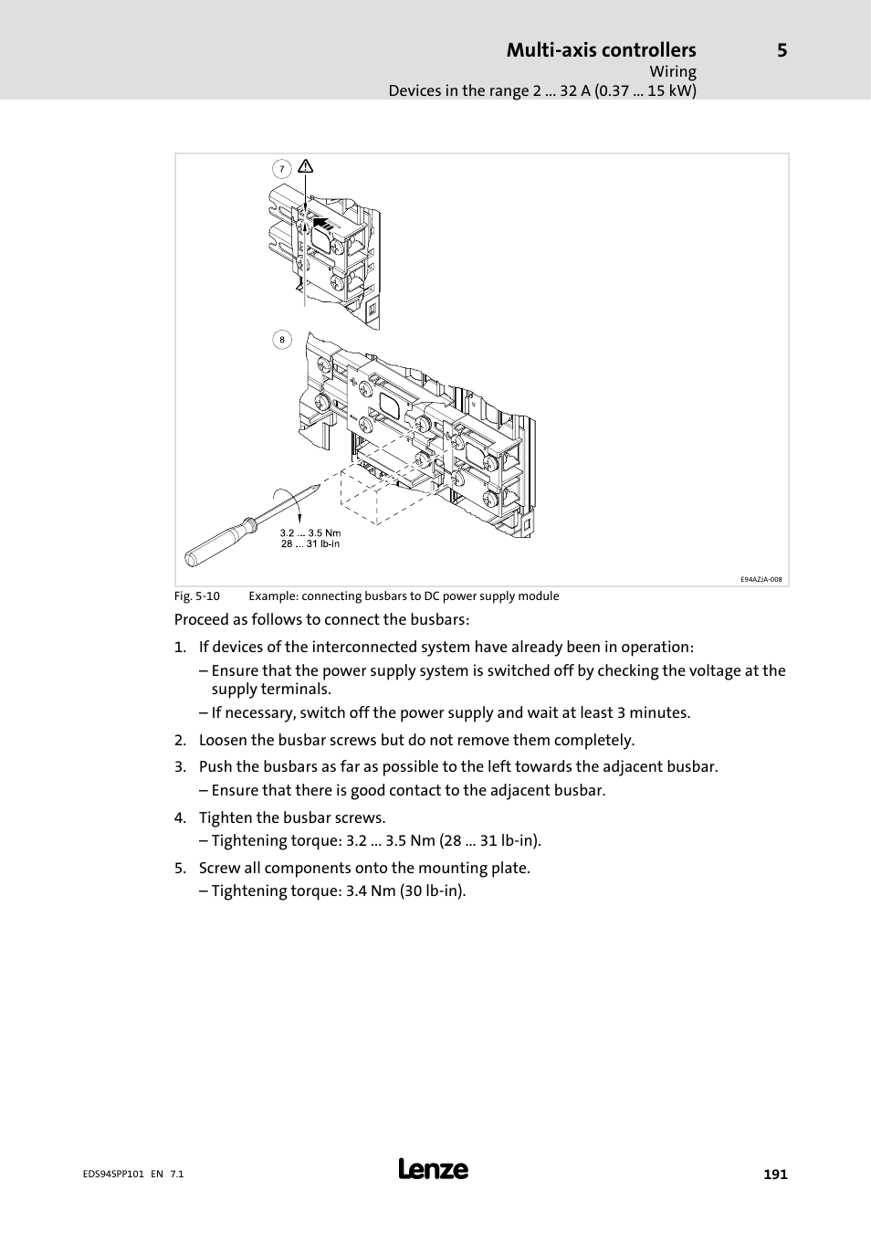 Multi-axis controllers | Lenze 9400 Manual User Manual | Page 191 / 584