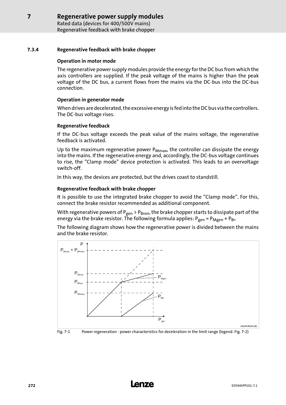 4 regenerative feedback with brake chopper, Regenerative feedback with brake chopper, Regenerative power supply modules | Lenze 9400 Manual User Manual | Page 272 / 584