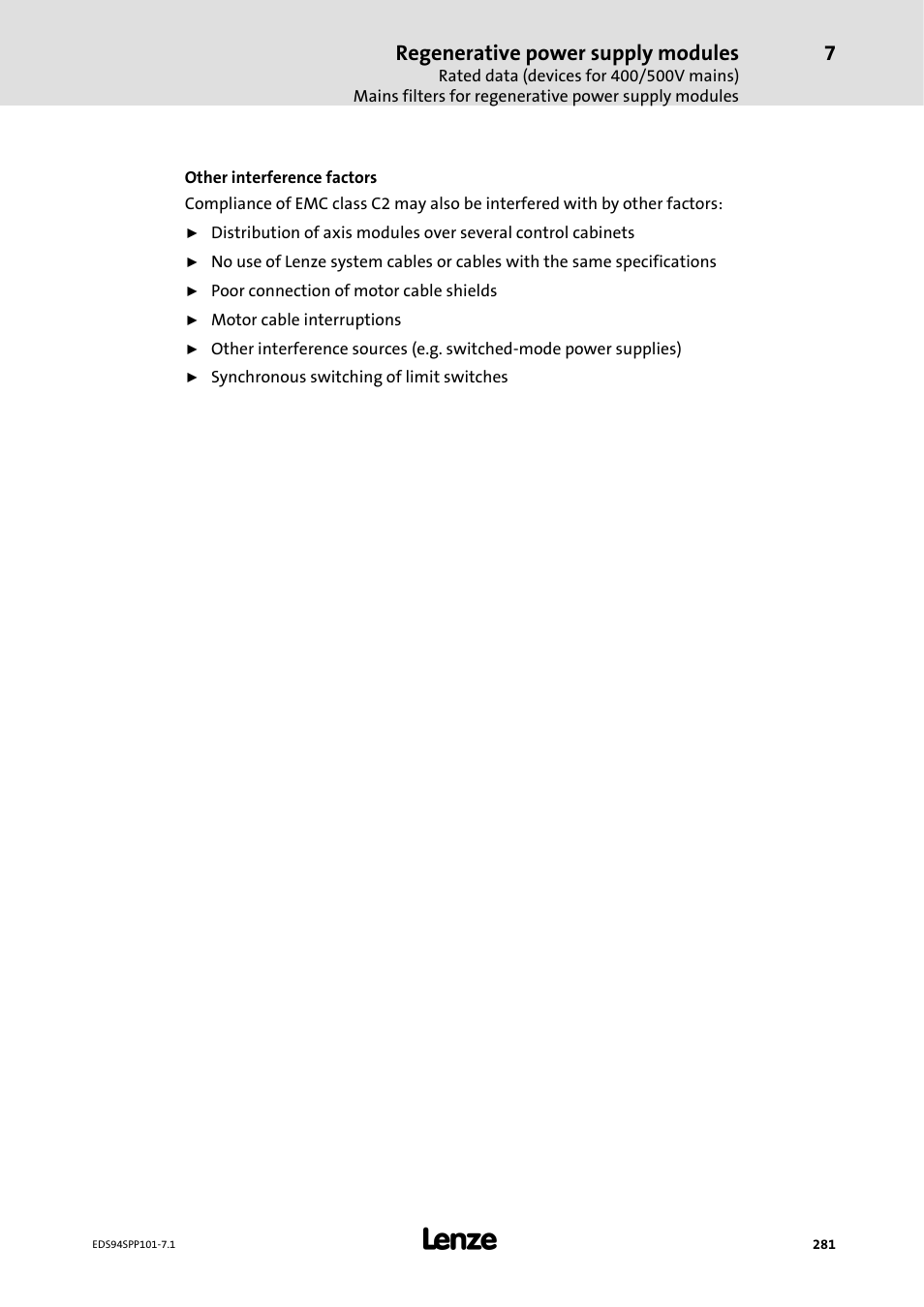 Regenerative power supply modules | Lenze 9400 Manual User Manual | Page 281 / 584