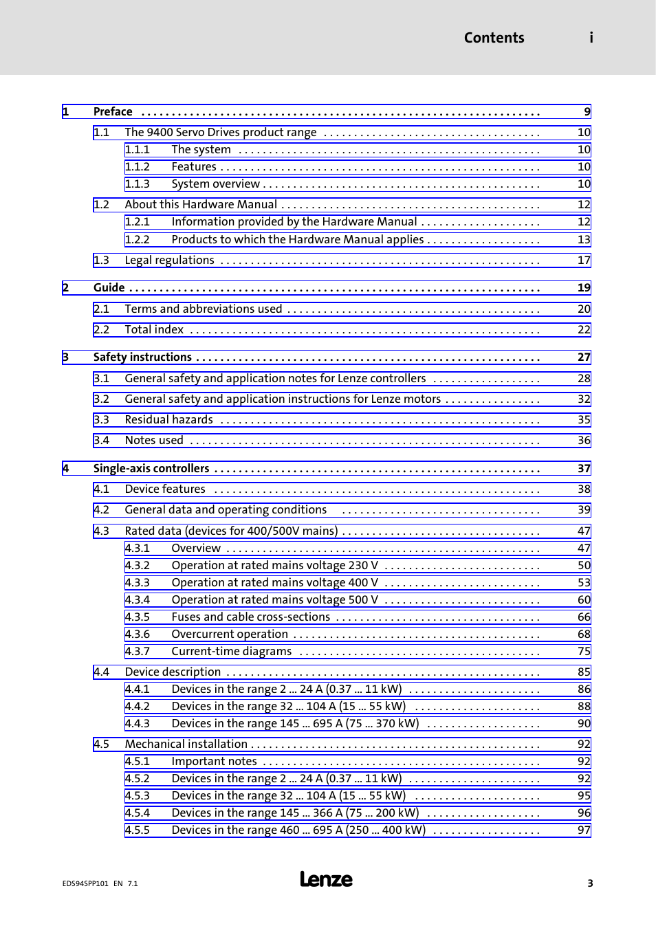 Lenze 9400 Manual User Manual | Page 3 / 584