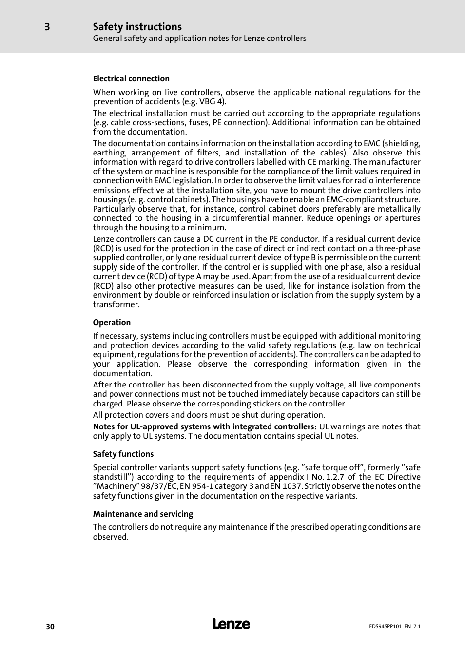 Safety instructions | Lenze 9400 Manual User Manual | Page 30 / 584