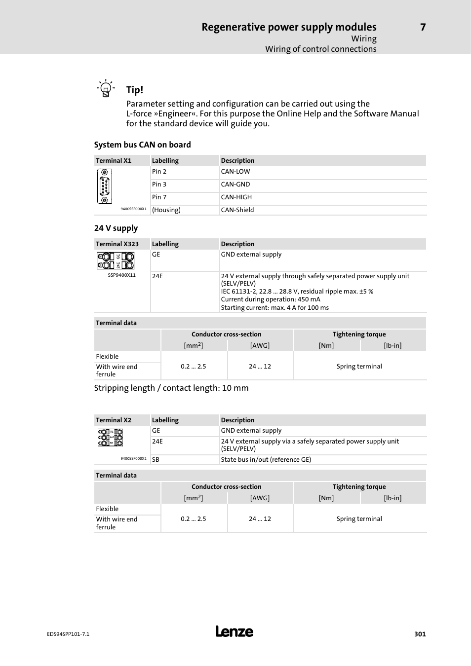 Regenerative power supply modules | Lenze 9400 Manual User Manual | Page 301 / 584