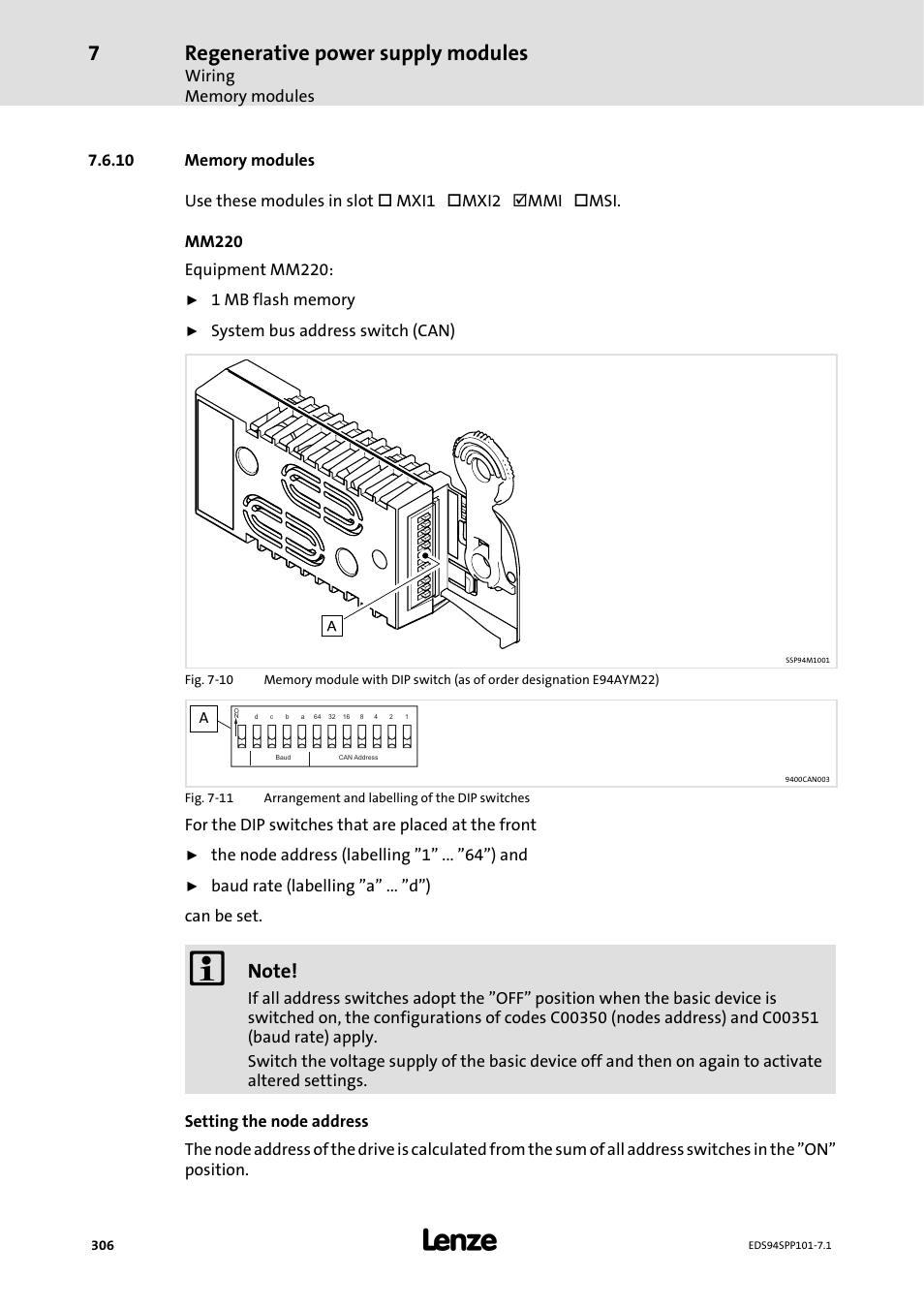 10 memory modules, Regenerative power supply modules | Lenze 9400 Manual User Manual | Page 306 / 584