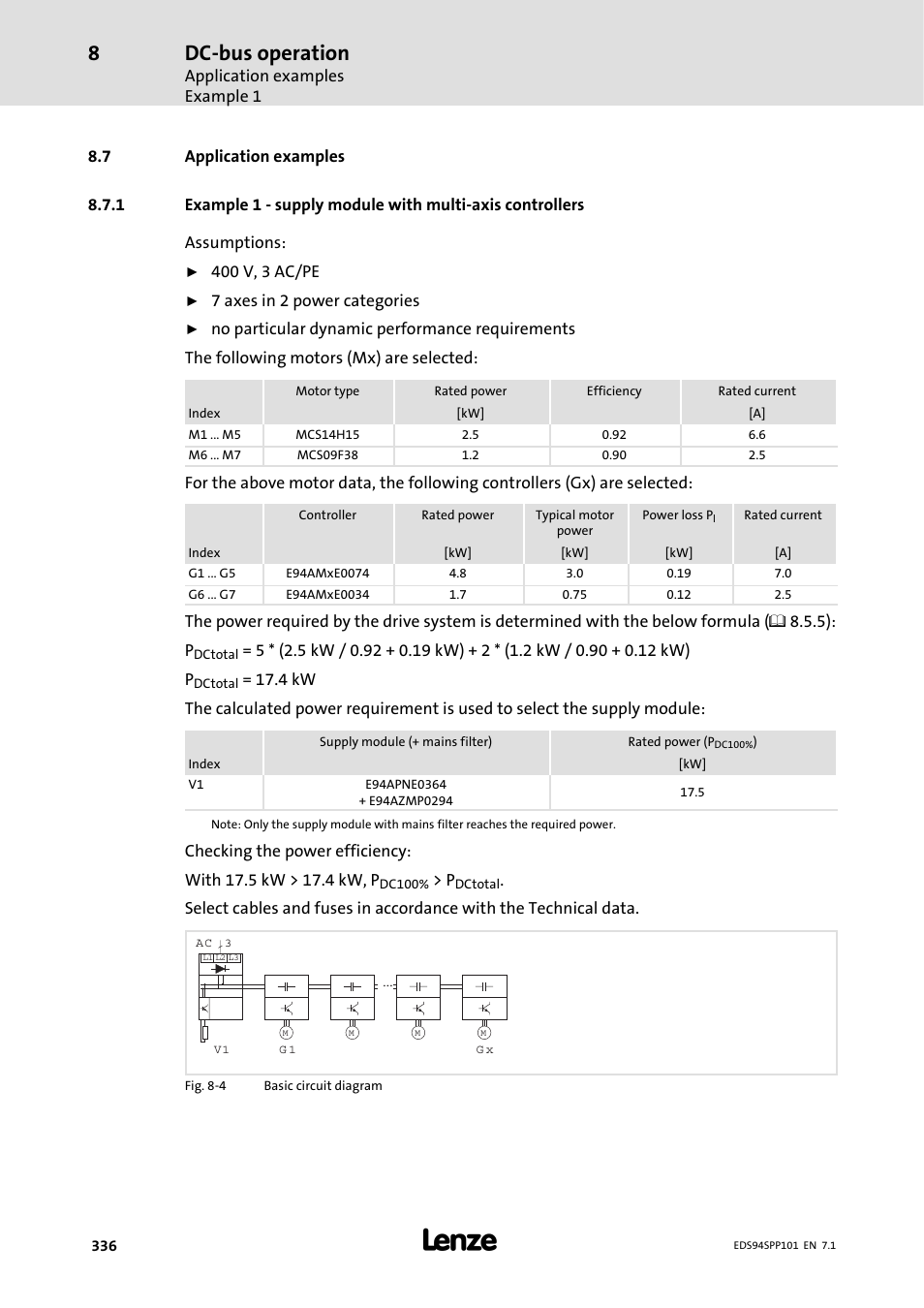 7 application examples, Dc-bus operation | Lenze 9400 Manual User Manual | Page 336 / 584