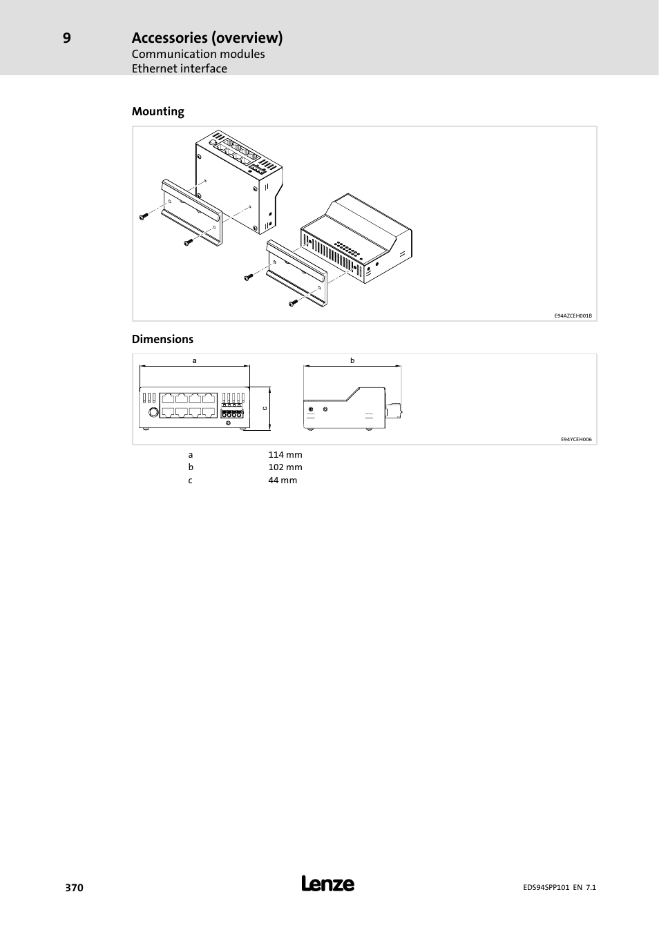 Accessories (overview) | Lenze 9400 Manual User Manual | Page 370 / 584