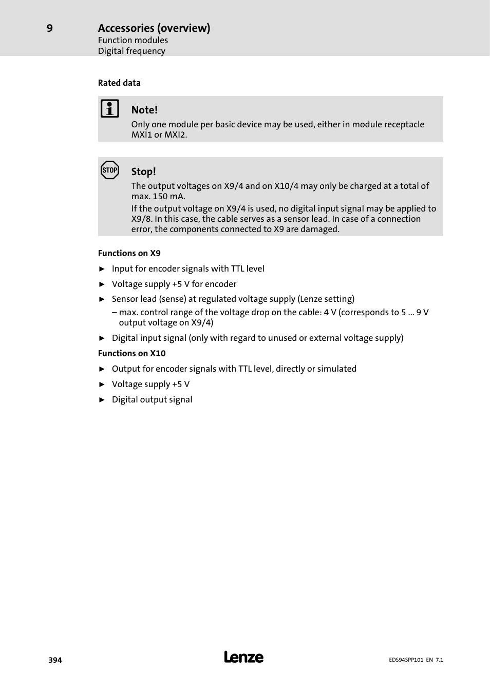 Accessories (overview) | Lenze 9400 Manual User Manual | Page 394 / 584