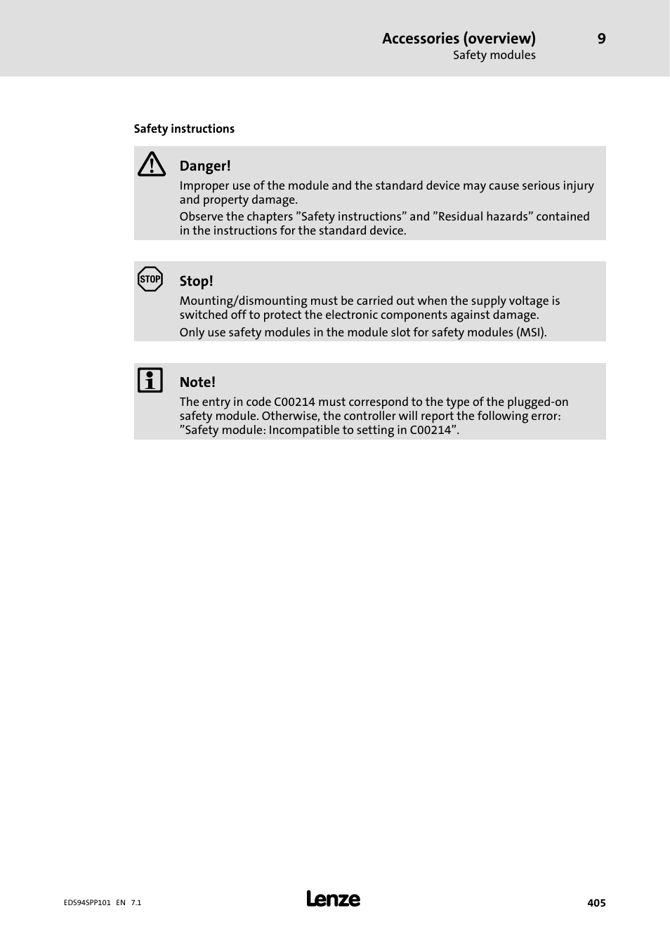 Lenze 9400 Manual User Manual | Page 405 / 584