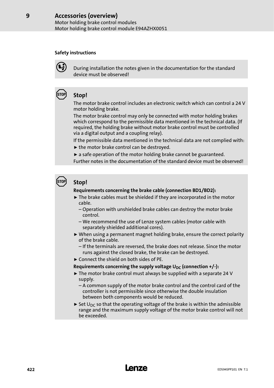 Accessories (overview) | Lenze 9400 Manual User Manual | Page 422 / 584