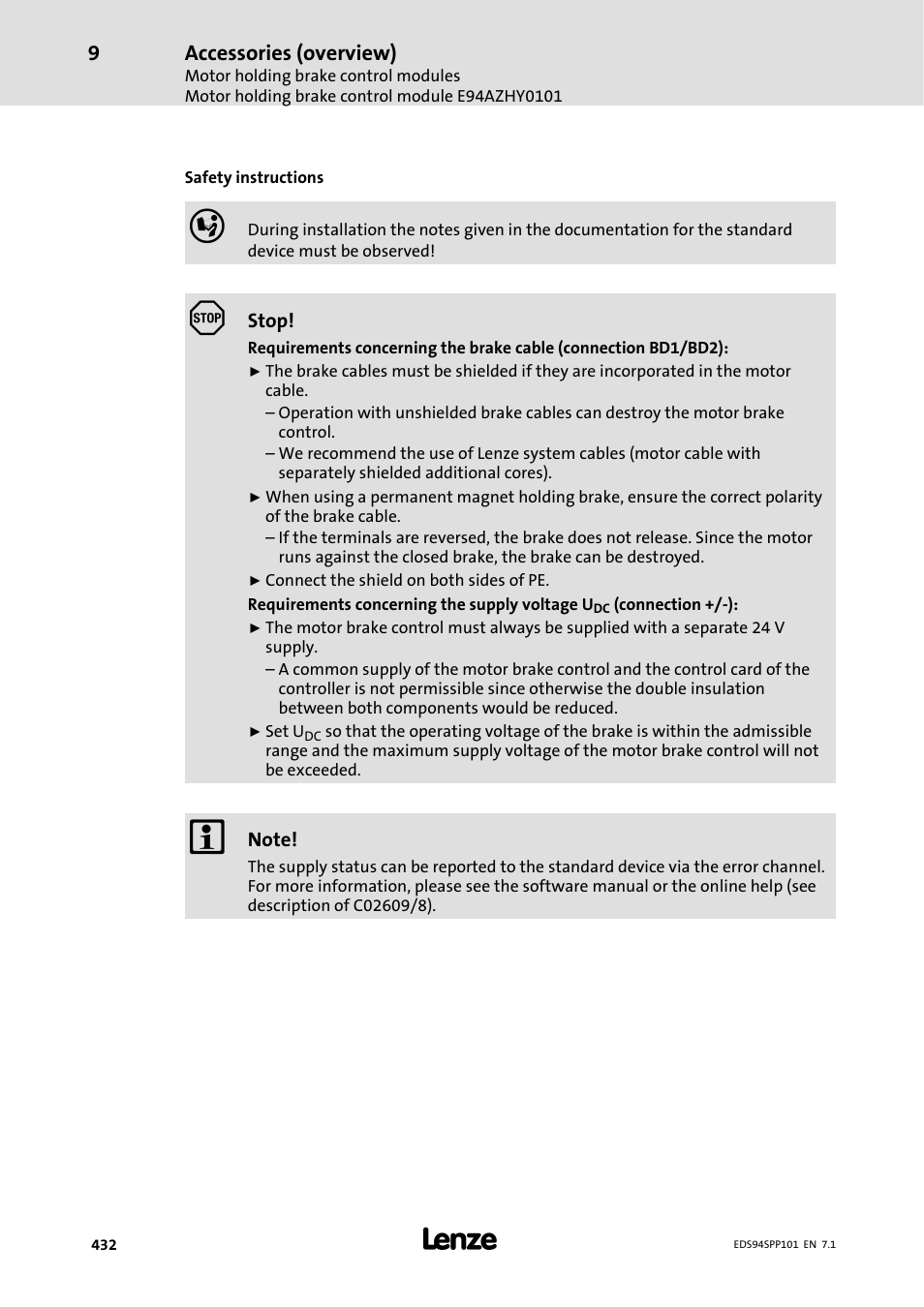 Accessories (overview) | Lenze 9400 Manual User Manual | Page 432 / 584