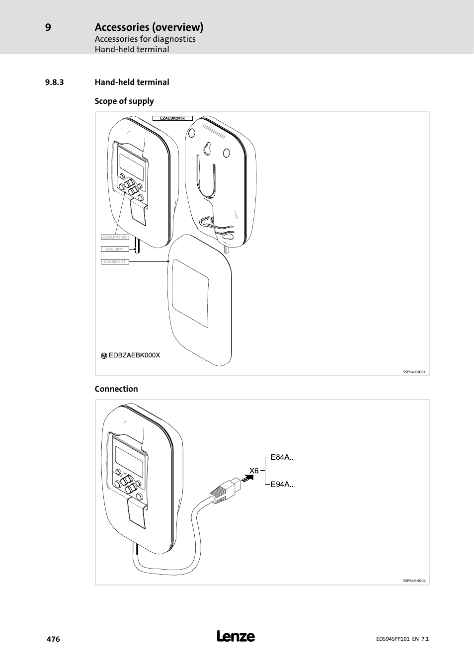 3 hand-held terminal, Hand-held terminal, Accessories (overview) | Lenze 9400 Manual User Manual | Page 476 / 584