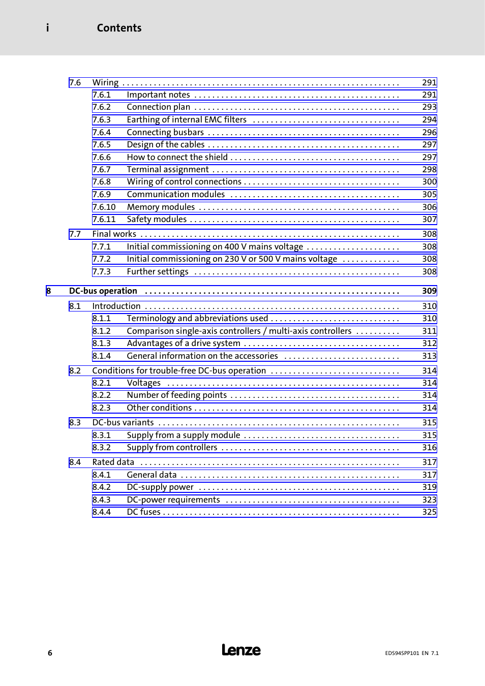 Contents i | Lenze 9400 Manual User Manual | Page 6 / 584