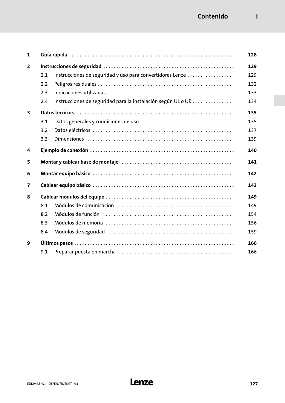 Lenze 9400 Mounting Instructions User Manual | Page 127 / 208