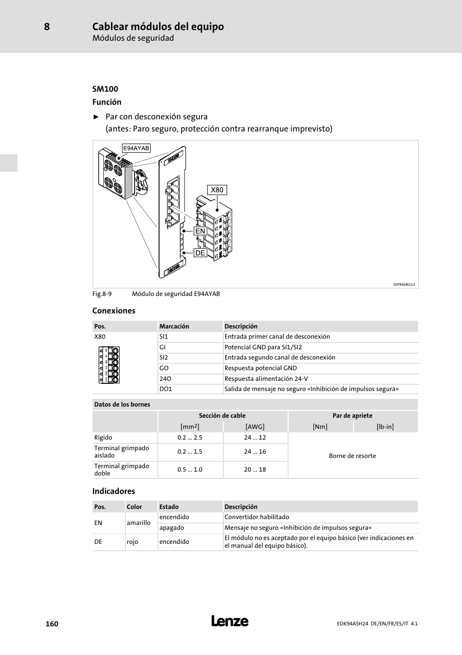 Cablear módulos del equipo | Lenze 9400 Mounting Instructions User Manual | Page 160 / 208