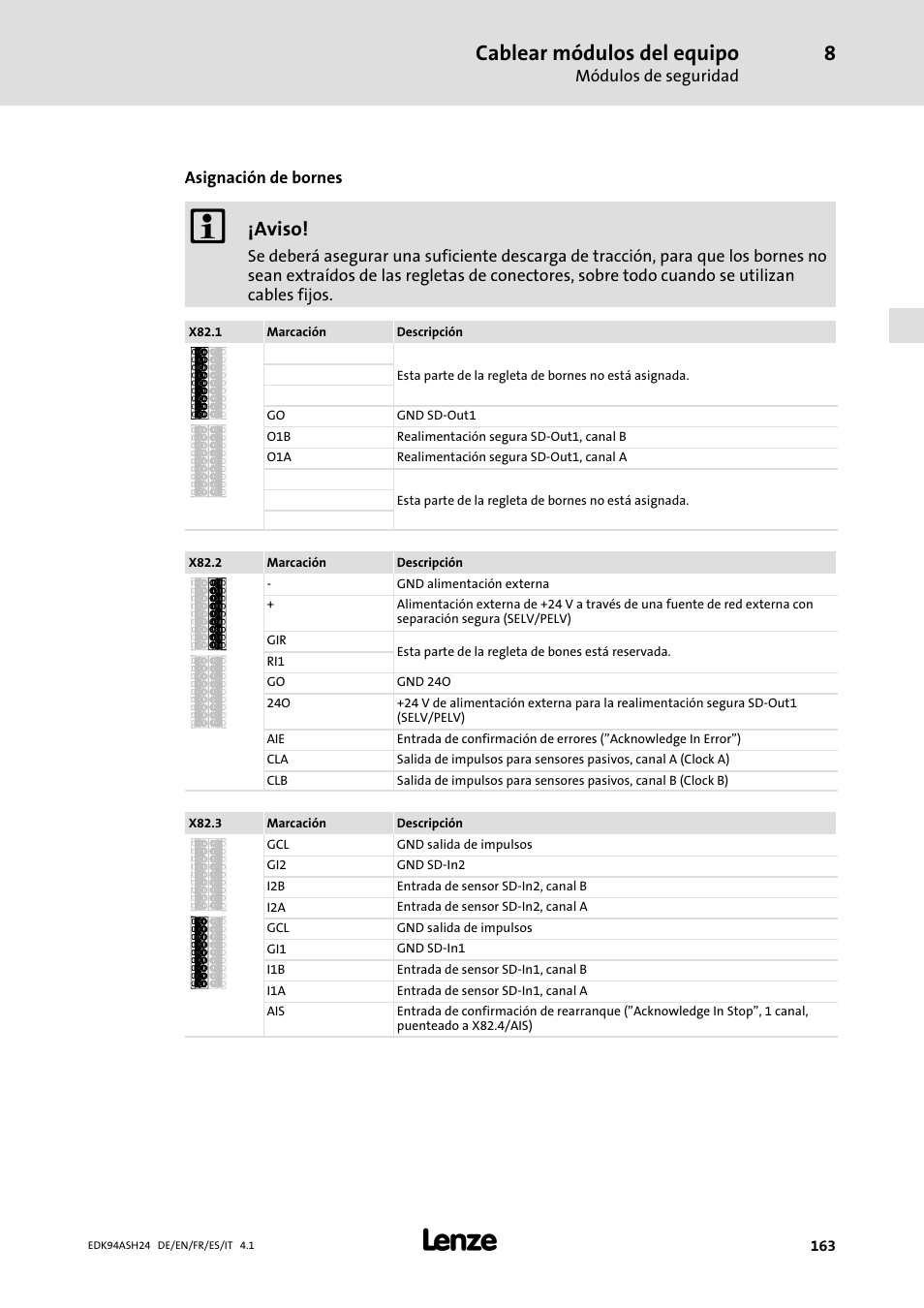 Cablear módulos del equipo, Aviso | Lenze 9400 Mounting Instructions User Manual | Page 163 / 208