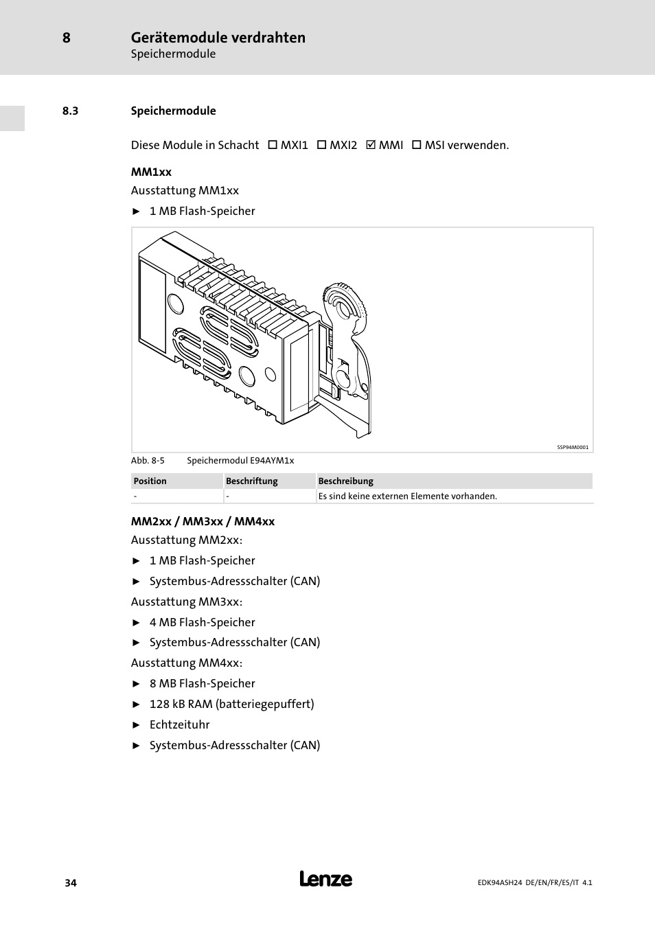 3 speichermodule, Gerätemodule verdrahten | Lenze 9400 Mounting Instructions User Manual | Page 34 / 208
