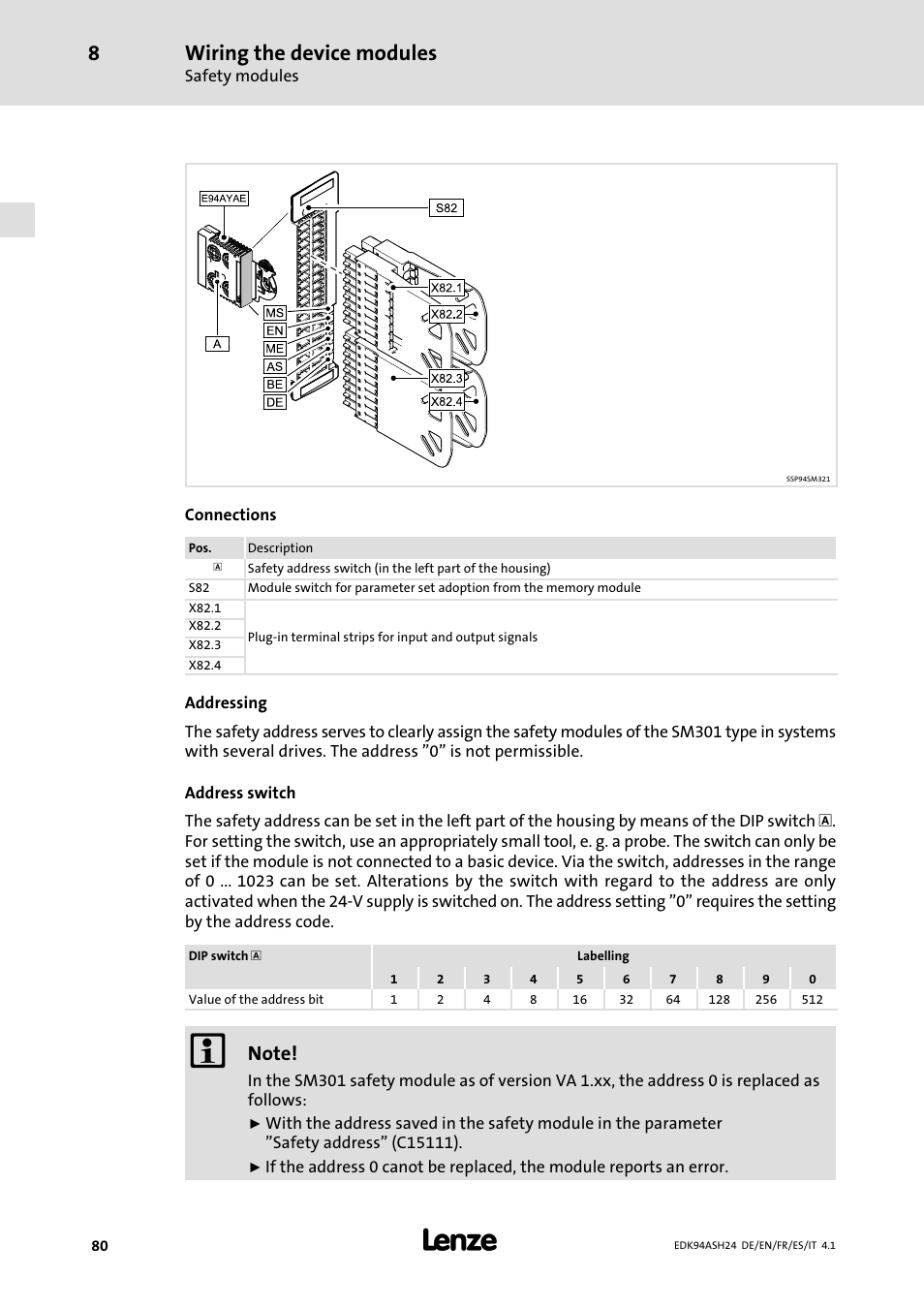 Wiring the device modules | Lenze 9400 Mounting Instructions User Manual | Page 80 / 208