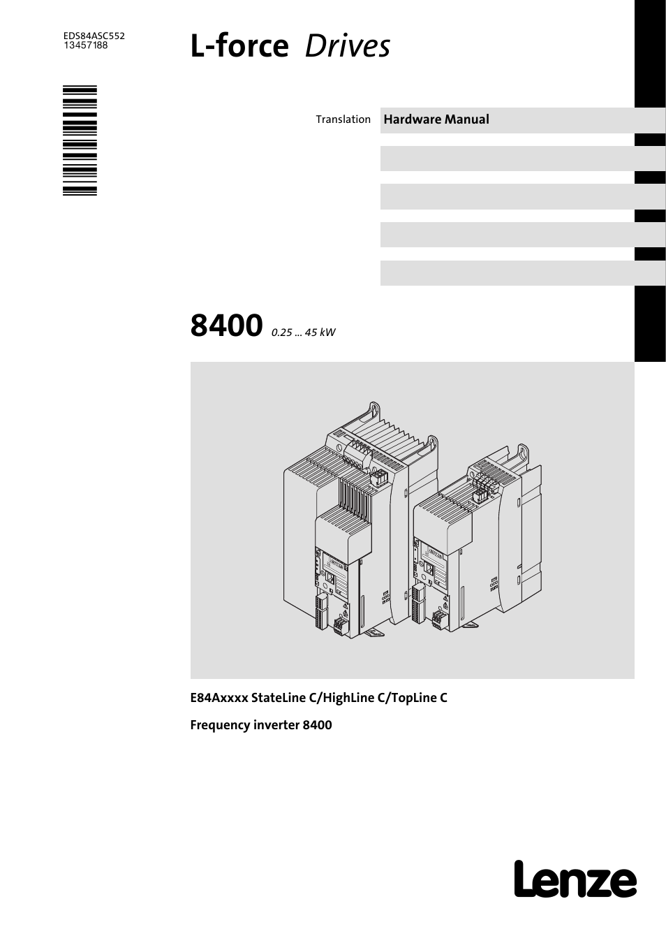 Lenze 8400 User Manual | 304 pages