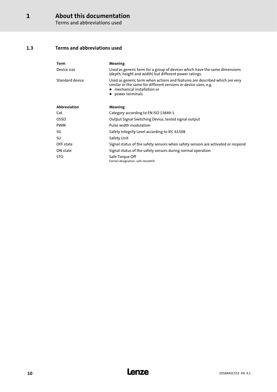 About this documentation | Lenze 8400 User Manual | Page 10 / 304