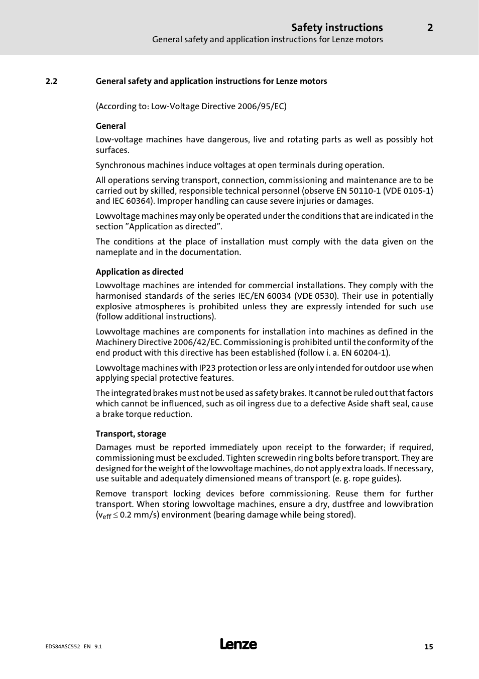 Safety instructions | Lenze 8400 User Manual | Page 15 / 304