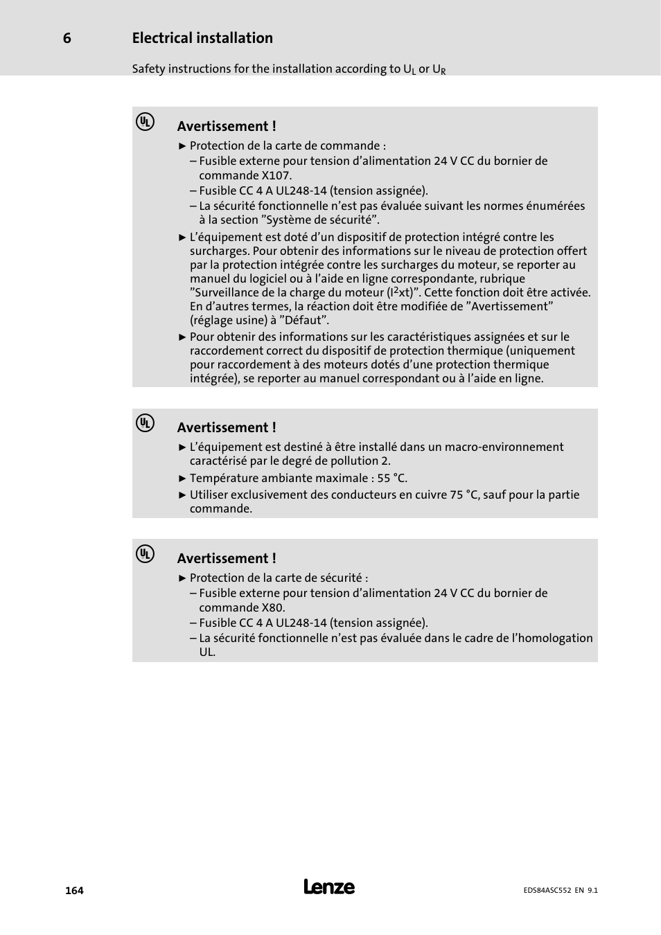 Electrical installation | Lenze 8400 User Manual | Page 164 / 304