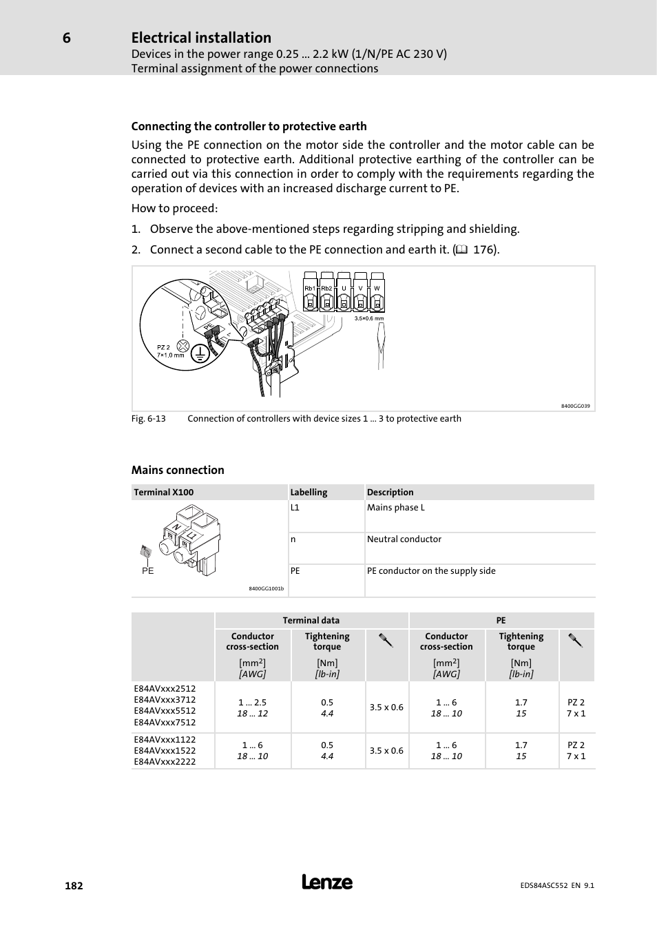 Electrical installation | Lenze 8400 User Manual | Page 182 / 304