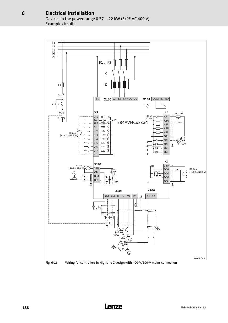 Electrical installation | Lenze 8400 User Manual | Page 188 / 304