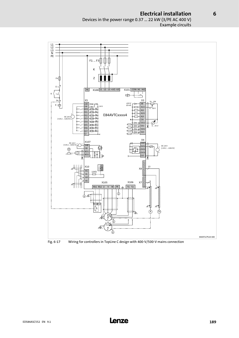 Electrical installation | Lenze 8400 User Manual | Page 189 / 304