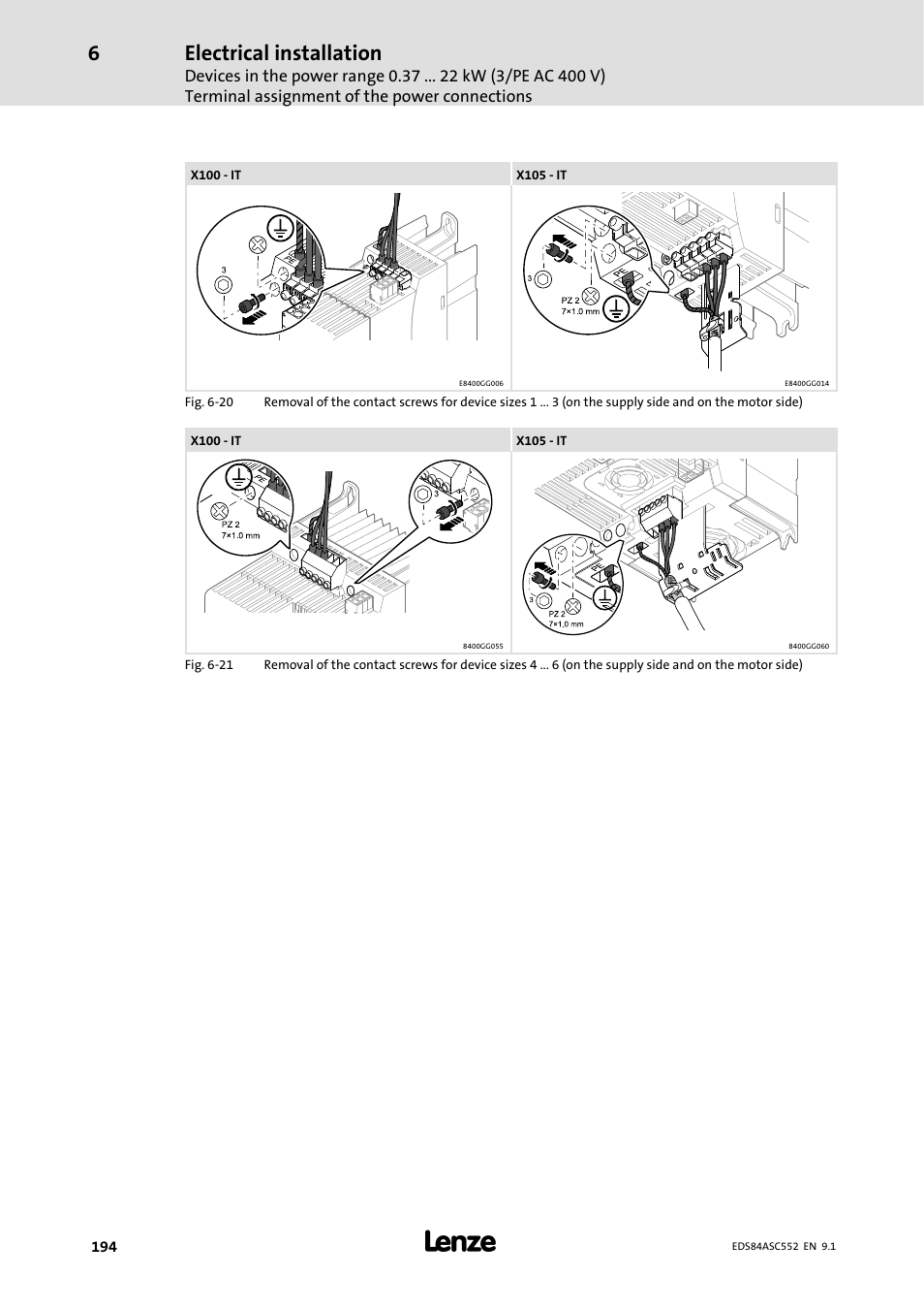 Electrical installation | Lenze 8400 User Manual | Page 194 / 304