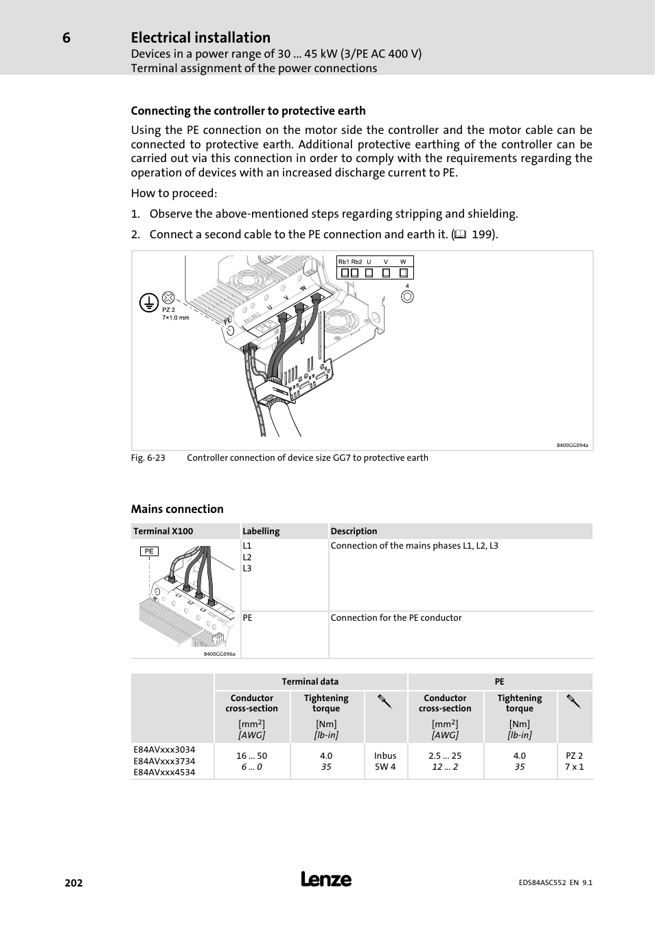 Electrical installation | Lenze 8400 User Manual | Page 202 / 304