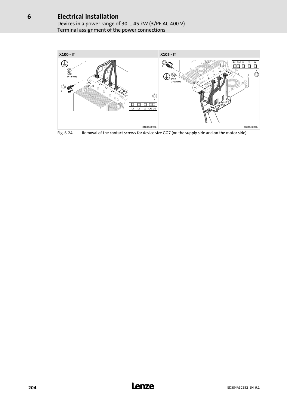 Electrical installation | Lenze 8400 User Manual | Page 204 / 304