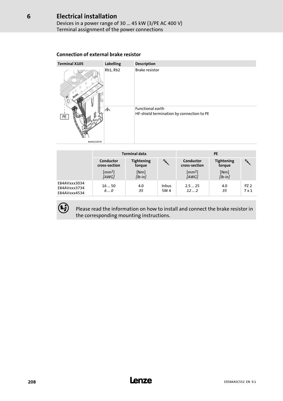 Electrical installation | Lenze 8400 User Manual | Page 208 / 304