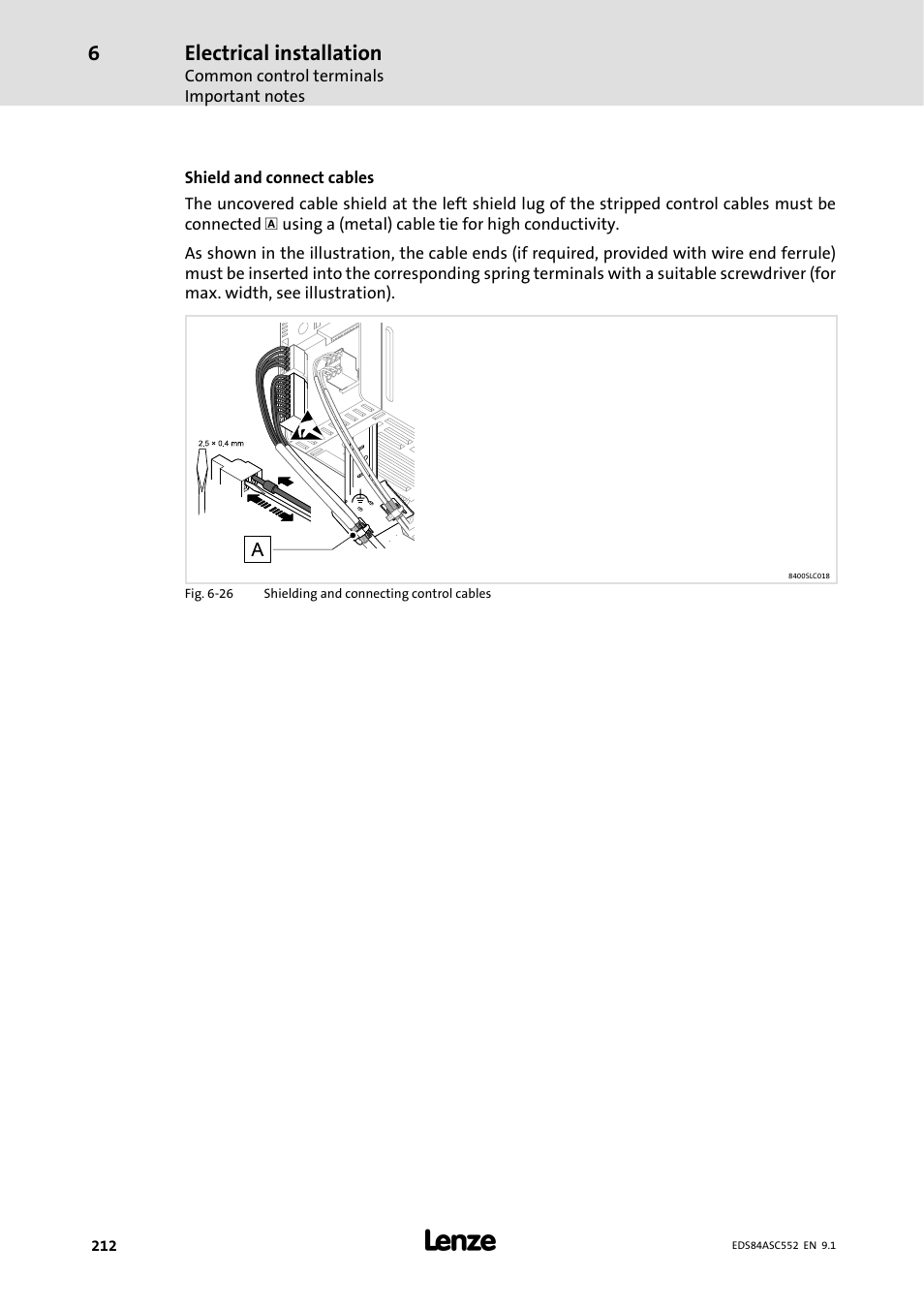 Electrical installation | Lenze 8400 User Manual | Page 212 / 304