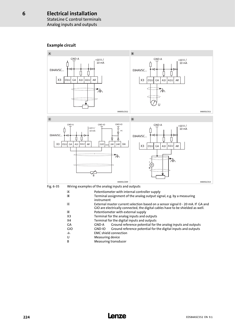Electrical installation, Example circuit | Lenze 8400 User Manual | Page 224 / 304