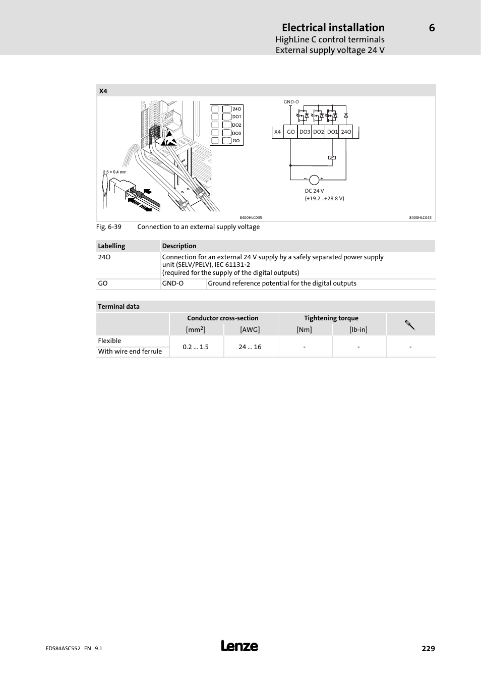 Electrical installation | Lenze 8400 User Manual | Page 229 / 304