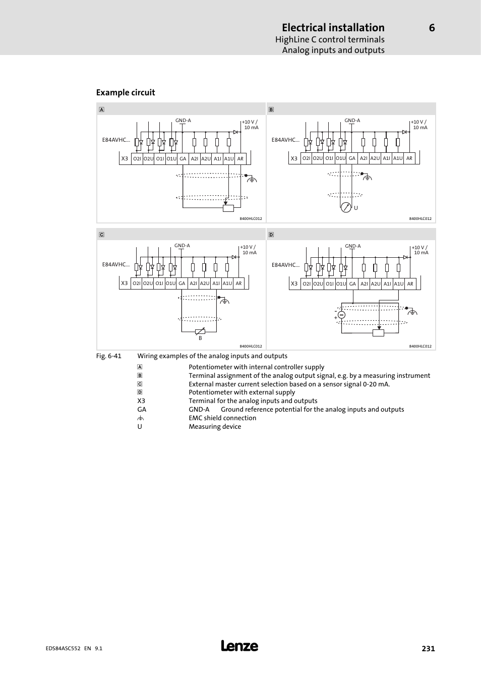 Electrical installation, Example circuit | Lenze 8400 User Manual | Page 231 / 304