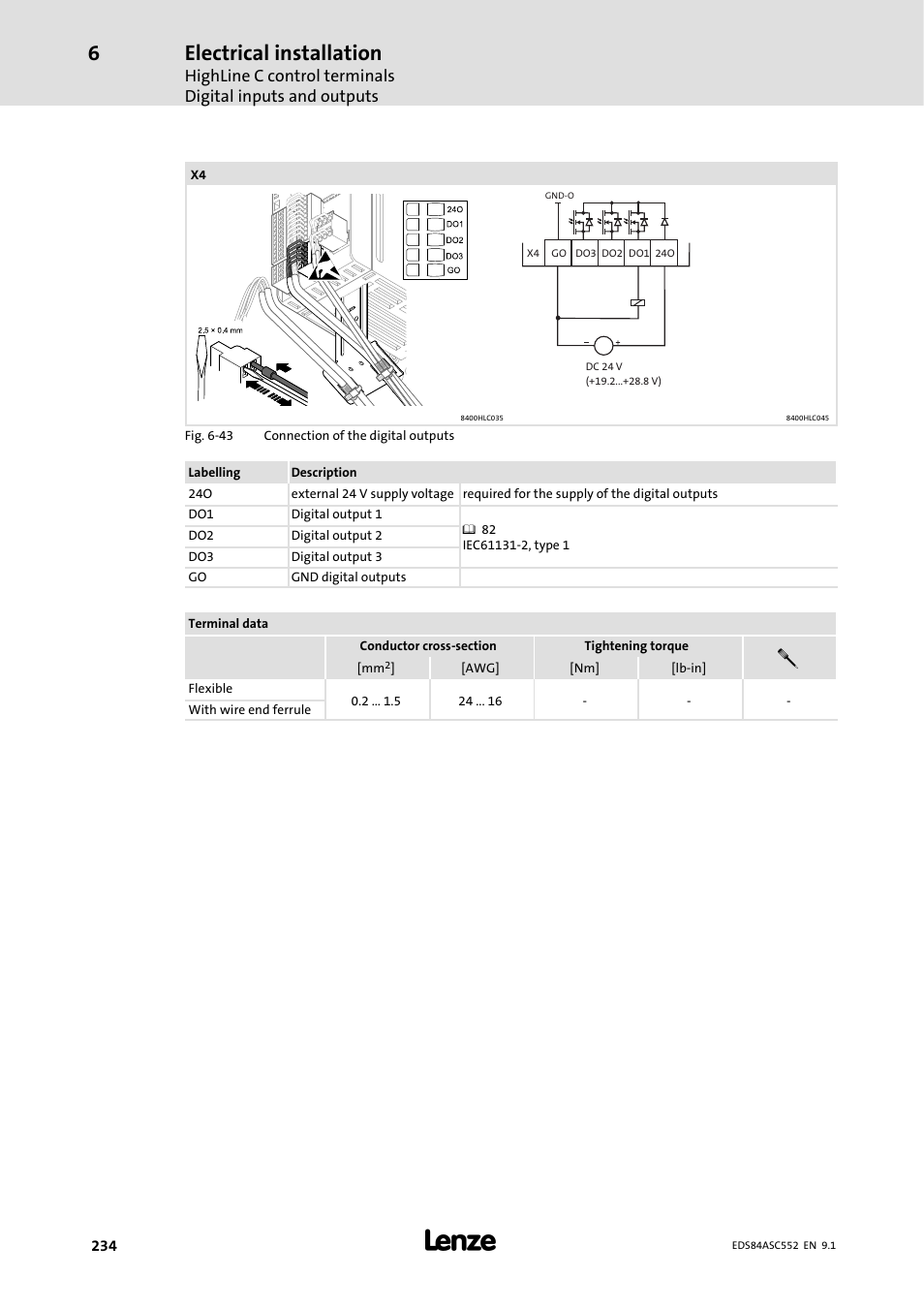 Electrical installation | Lenze 8400 User Manual | Page 234 / 304